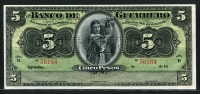 멕시코 Mexico 1914 BANCO DE GUERRERO 5 Pesos, S298c, 미사용
