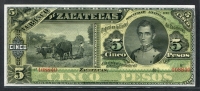 멕시코 Mexico 1891-1914 Banco De Zacatecas 5 Pesos,S475r, 미사용