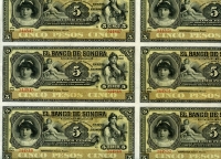 멕시코 Mexico 1897-1911 Banco De Sonora 5 Pesos S419r 6장 연결권 미사용
