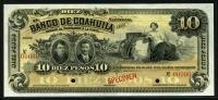 멕시코 Mexico 1898-1914, Banco De Coahuila 10 Pesos, Specimen,S196s, 미사용