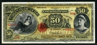 멕시코 Mexico 1909-1913(1913) Banco Nacional De Mexico 50 Pesos S260d 미품