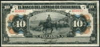 멕시코 Mexico 1913, El Banco del Estado de Chihuahua, 10 Pesos,S133a, 미품