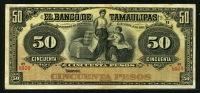 멕시코 Mexico 1914 Banco De Tamaulipas 50 Pesos,S432,M523a,미품