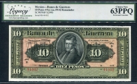 멕시코 Mexico 1914 Banco de Guerrero 10 Pesos, S299b, Legacy 63 PPQ 미사용