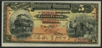 멕시코 Mexico 1914 Peninsular Mexicano 5 Pesos, S465, 미사용  ( 1개핀홀 )