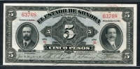 멕시코 Mexico 1915,EL Estado De Sonora 5 Pesos, S1072, 미사용