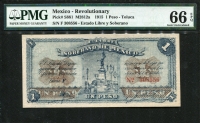 멕시코 Mexico 1915 Revolutionary 1 Peso-Toluca,S881,PMG 66 EPQ 완전미사용