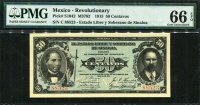 멕시코 Mexico 1915 Revolutionary 50 Centavos,S1042,PMG 66 EPQ 완전미사용