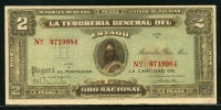 멕시코 Mexico 1916, Yucatan Tesoreria General Del Estado 2 Pesos,S1136, 미사용