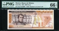 멕시코 Mexico 1985 5000 Pesos,P88a,PMG 66 EPQ 완전미사용