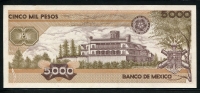 멕시코 Mexico 1987 5000 Pesos, P88b, 미사용