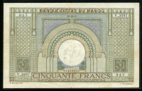 모로코 Morocco 1936-1949(1947), 50 Francs, P21, 미품