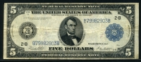미국 1914 블루실 5달러 대형지폐 미품
