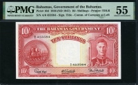 바하마 Bahamas 1936 10 Shillings P10d PMG 55 준미사용