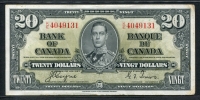 캐나다 Canada 1937 20 Dollars P62c Signature Coyne-Towers 미품