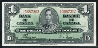 캐나다 Canada 1937 1 Dollar P58e Signature oyne-Towers 미사용
