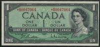 캐나다 Canada 1954 1 Dollar P74b 스타노트 보충권 미사용