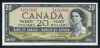 캐나다 Canada 1954 20 Dollars P80b Signature Beattie-Rasminsky 미사용