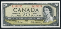 캐나다 Canada 1954 20 Dollars P80b Signature Beattie-Rasminsky 극미품