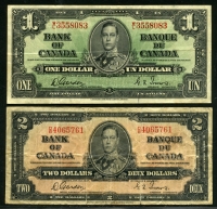 캐나다 Canada 1937 1 / 2 Dollar P58d P59 2종 미품