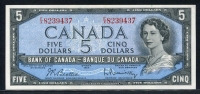 캐나다 Canada 1954 5 Dollars ,P77b, Signature Beattie-Rasminsky, 미사용