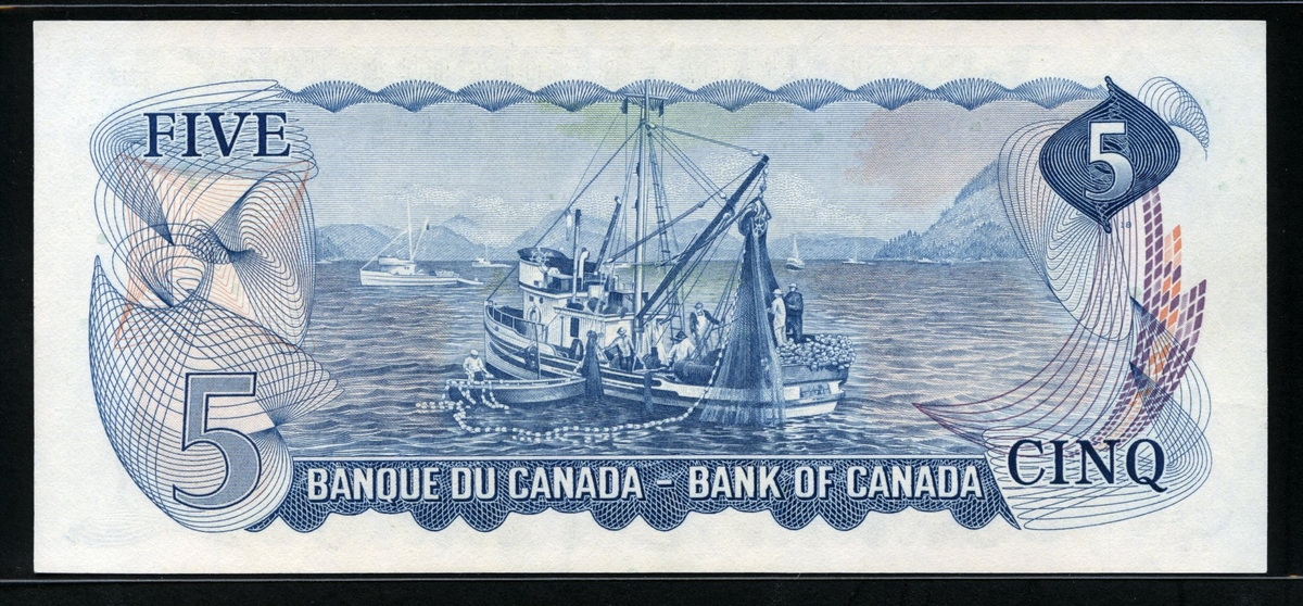 캐나다 Canada 1972 5 Dollars,P87a, 준미사용