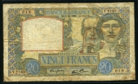 프랑스 France 1941 20 Francs,P92b, 보품