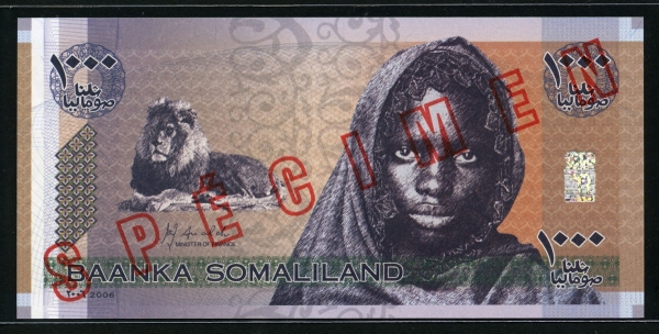 소말릴란드 Somaliland 2006 1000 Shillings CS1 Specimen 미사용