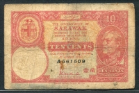 사라와크 Sarawak 1940,Emergency Fractional Issue 10 Cents,P25a,Series A,보품