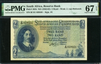 남아프리카 South Africa 1962-1965 2 Rand P105b PMG 67 EPQ Superb 완전미사용