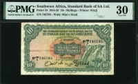 남서 아프리카 Southwest Africa 1954-1959 10 Shillings, P10 PMG 30 미품