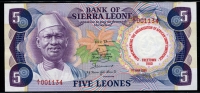 시에라리온 Sierra Leone 1980 5 Leones, P12, 미사용 (부분적변색)