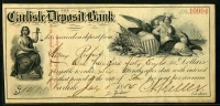 미국 1884년 Carlisle Deposit Bank 펜실베이니아 $148.4 수표 미품