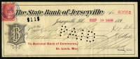 미국 1898년 저지빌 주립 은행 11.66달러 은행지급 보증수표 미품