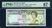 피지 Fiji 1993 1 Dollar,P89a,PMG 67 EPQ Superb 완전미사용