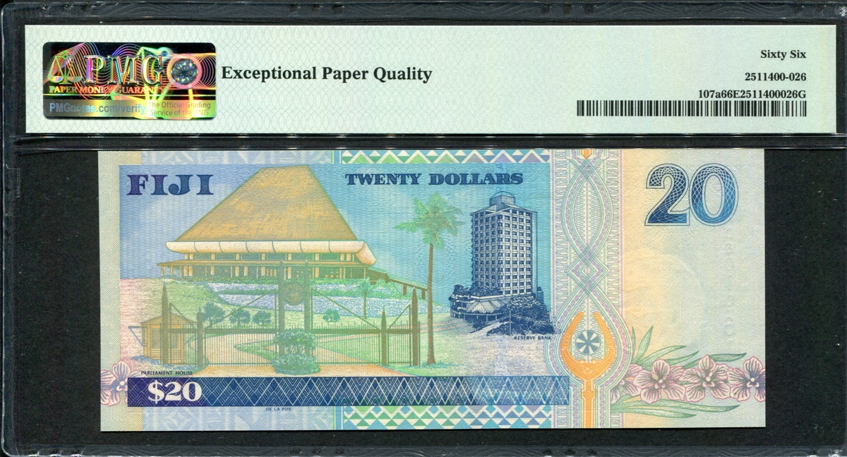 피지 Fiji 2002 20 Dollars,P107a,PMG 66 EPQ 완전미사용