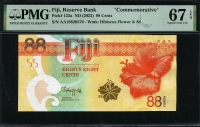 피지 Fiji 2022 기념지폐 88 Cents P123a PMG 67 EPQ Superb 완전미사용