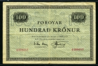 페로제도 Faeroe Islands 1952-1963 100 Kronur P15b 미품