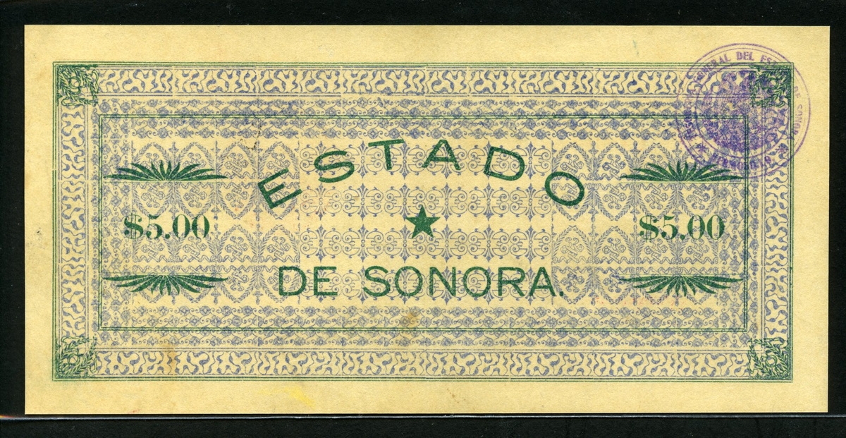 멕시코 Mexico 1913 El Estado De Sonora 5 Pesos S1067 미사용-
