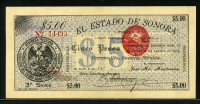멕시코 Mexico 1913 El Estado De Sonora 5 Pesos S1067 미사용-