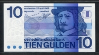 네덜란드 Netherlands 1968 10 Gulden ,P91b, 미사용