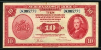 네덜란드령 인디 Netherlands Indies 1943 10 Gulden,P114, 미품