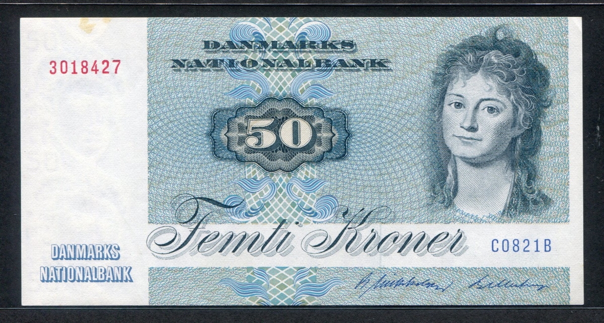 덴마크 Denmark 1982 50 Kroner, P50e, 미사용(-) (앞면과뒷면에 살짝얼룩)