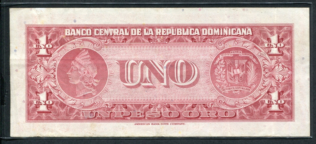 도미니카 Dominican Republic 1962-1963, 1 Peso Oro, P91, 미품