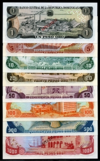 도미니카 Dominican Republic 1978 1-1000 Pesos Oro Specimen,CS4 (P116,118a-120a,121,122a,123,124a)) 8종 미사용