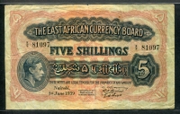 동아프리카 East Africa 1938-1942(1939) 5 Shillings,P28, 미품