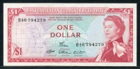 동카리브 East Caribbean States 1965,1 Dollar, P13d,Signature 7, 극미품