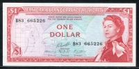 동카리브 East Caribbean States 1965 1 Dollar,P13g, Signature 10, 미사용+