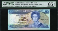 동카리브 East Caribbean States 1985-1993, 10 Dollars,P23L1,PMG 65 EPQ 완전미사용