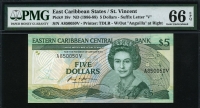 동카리브 East Caribbean States 1986-1988, 5Dollars,P18v,PMG 66 EPQ 완전미사용
